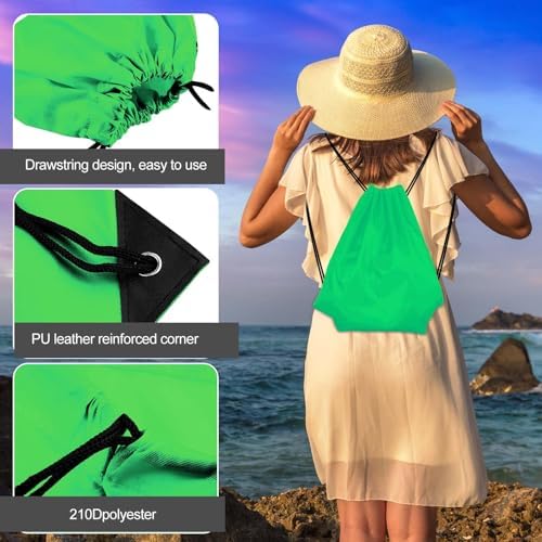 KUUQA 40Pcs Green Drawstring Backpack Storage Bags