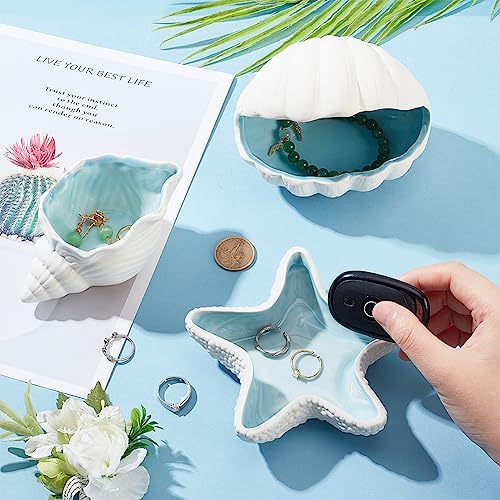 Nbeads Conch Shape Ceramic Jewelry Tray