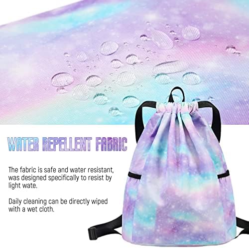 Unicorn Drawstring Backpack for Kids Rainbow Gym Water Resistant