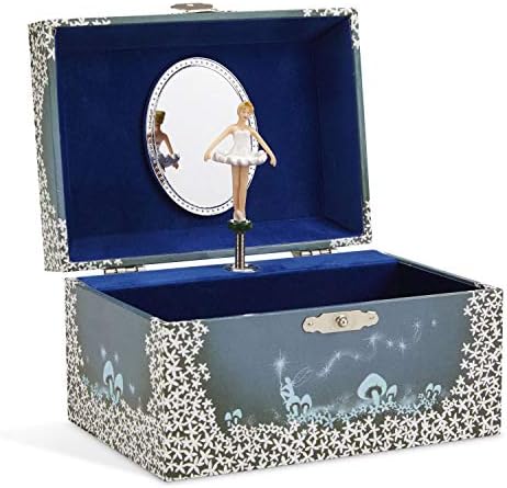 Jewelkeeper Girls Musical Jewelry Storage Box with Twirling Fairy Blue and White Star Design
