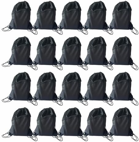 20PCS Drawstring Gym Bag with Front Zip Pocket and 2-Layer Design