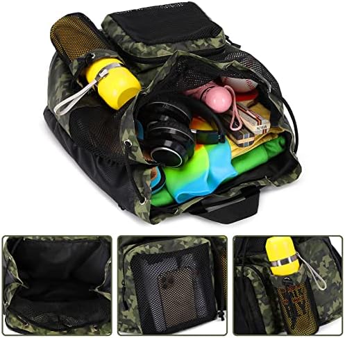 Lohol Durable Mesh Drawstring Gym Bag with Shoe Compartment