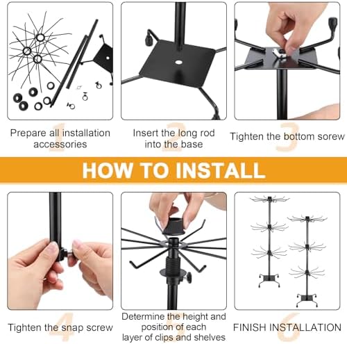 4 Pcs Rotating Jewelry Display Stand with Hooks