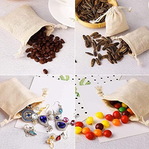 JIAKAI 30 Pack 3x37 Inch Double Drawstring Cotton Cloth Bag for Jewelry Spices Coffee Tea