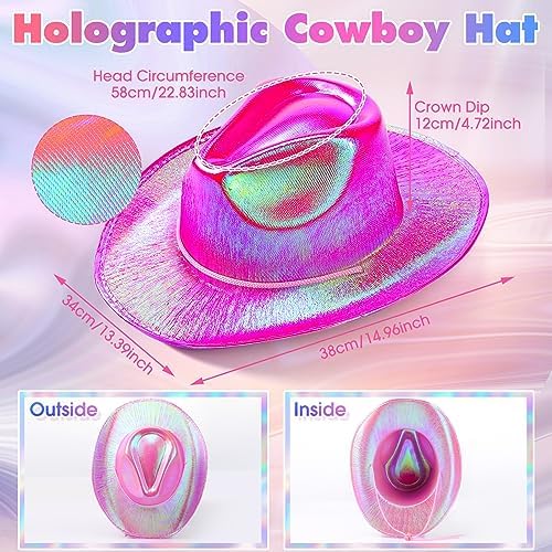 Coume 12 Pcs Neon Cowgirl Hats for Women Girls Halloween Party