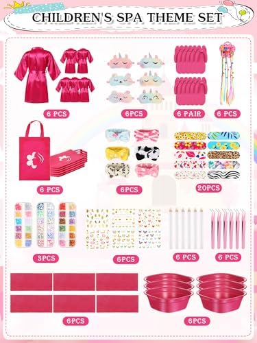 Suhine 6 Set Spa Party Supplies for Kids and Girls