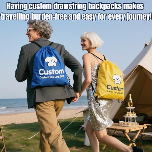 Custom Drawstring Backpacks 30 100 1000PCS with Logo Text Name