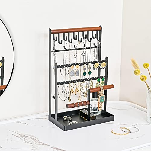 ProCase 6 Tier Jewelry Stand with 15 Hooks - Black