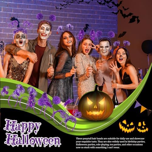 Censen 24 Pcs Pom Pom Headband Set Halloween Costume Headwear