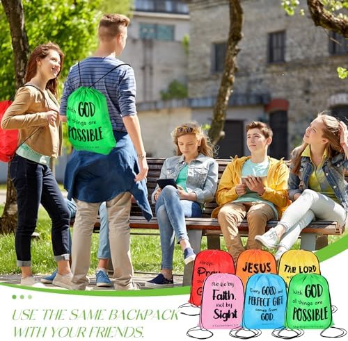 30 Pcs Christian Drawstring Backpacks for Church Gifts