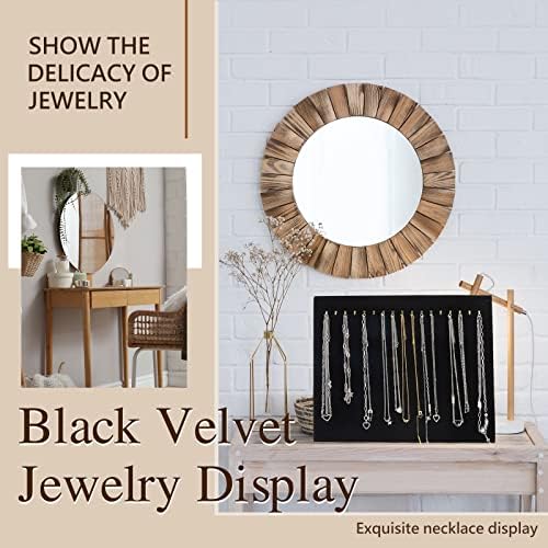 Juexica 4 Pack Velvet Necklace Display Stands with 17 Hooks
