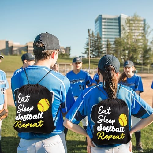 Windyun 16 Pcs Ball Drawstring Backpack Bulk Lightweight Bags Cinch Sacks Tote Softball