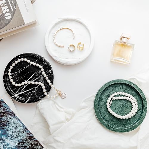 Natural Marble Tray for Rings and Jewelry 59 Inch Round Decorative Dish