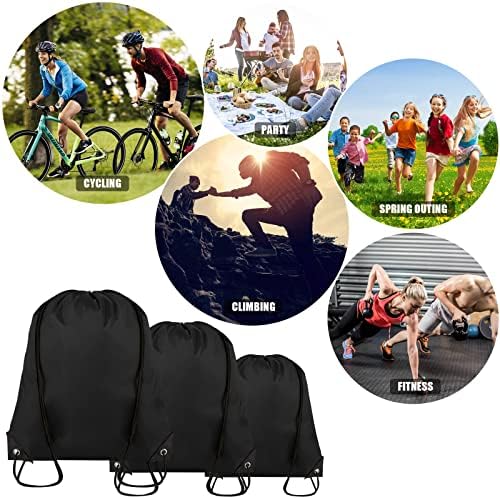 60 Pieces Drawstring Gym Bags for Travel and Party Black
