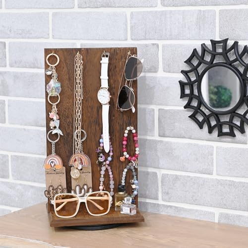 Ikee Design Wooden Rotating Jewelry Display Stand