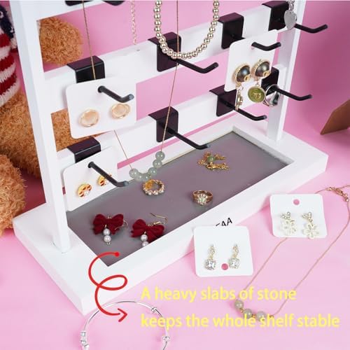 Wooden Jewelry Display Stand with 5 Tiers and 20 Hooks