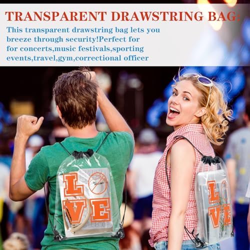 12 Pcs Clear Drawstring Bags for Stadium Basketball Use
