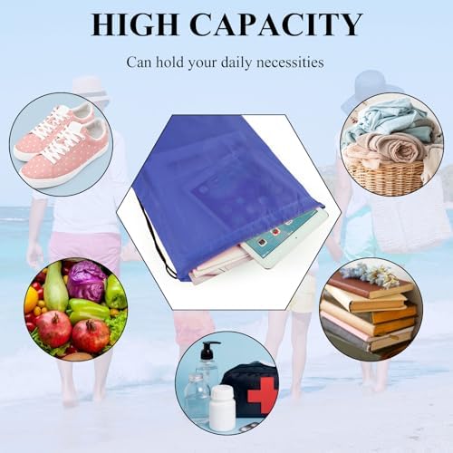 NACHLYNN Royal Blue Drawstring Backpack Bulk 12 Pieces
