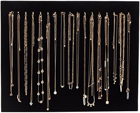 2 Pack Black Velvet Jewelry Display Boards with Hooks