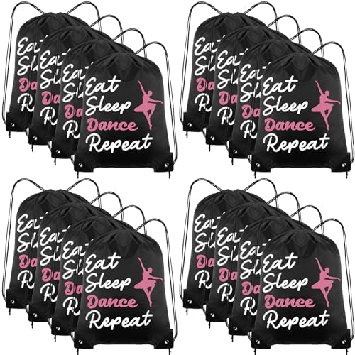 Windyun 16 Pcs Ball Drawstring Bags Lightweight Tote for Dance
