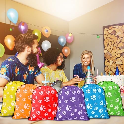 Blosssound 18 Pcs Large Paw Print Drawstring Bags