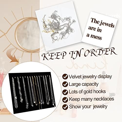 Juexica 4 Pack Velvet Necklace Display Stands with 17 Hooks