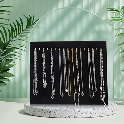 Juexica 4 Pack Velvet Necklace Display Stands with 17 Hooks