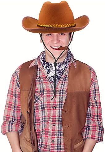 4 Pack Pinch Front Cowboy Hats for Adult Halloween Cosplay Dress Up