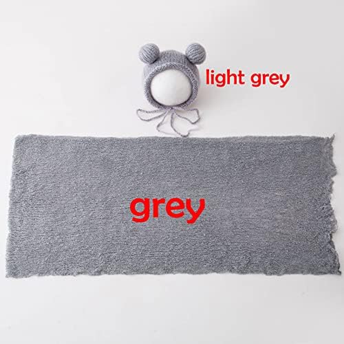 Newborn Baby Photography Props Hat Wrap Set Light Gray
