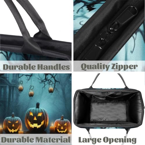 Halloween Pumpkin Bat Candle Tree Gym Bag for Women Men