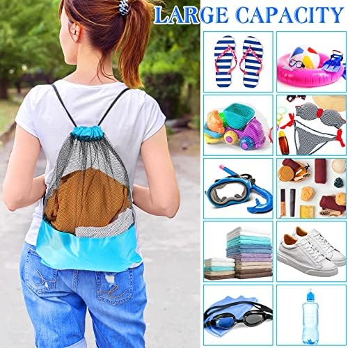 Sanwuta 12 Pack Mesh Drawstring Bags for Gym and Travel