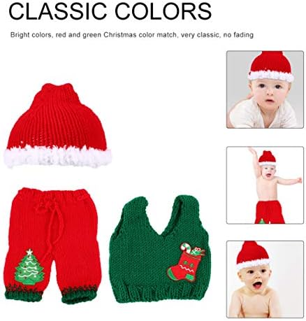 Baby Knitted Christmas Photo Outfit Set for Newborn to 13 Days