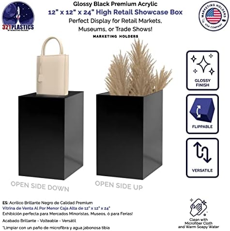 Black Acrylic Display Riser Stand 12x12x24