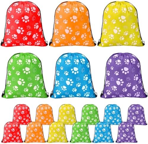 Blosssound 18 Pcs Large Paw Print Drawstring Bags