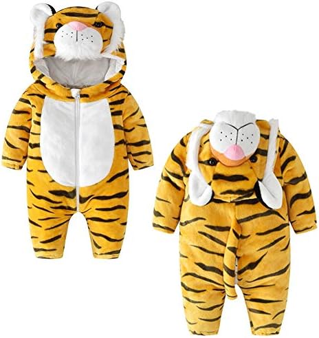 Baby Animal Costume Hooded Flannel Romper Toddler Cosplay Jumpsuit Warm Outfit