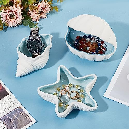 Nbeads Conch Shape Ceramic Jewelry Tray