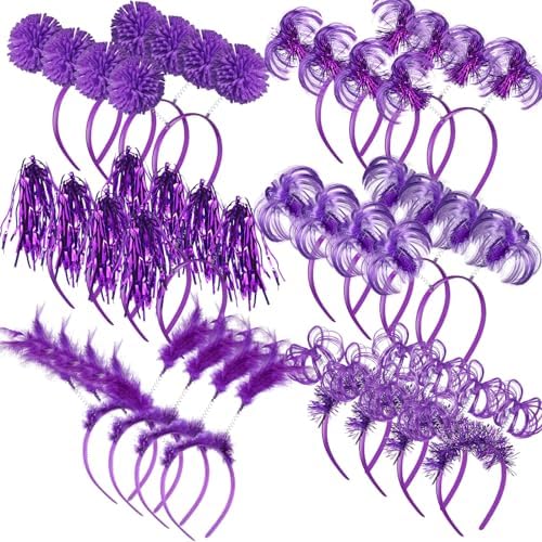 Censen 24 Pcs Pom Pom Headband Set Halloween Costume Headwear