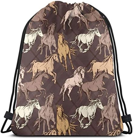 Brown Horse Unisex Drawstring Sport Gym Travel Backpack