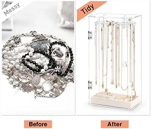 Acrylic Necklace Holder with 24 Rotatable Hooks