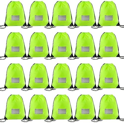 20 Pcs Fluorescent Green Drawstring Bags for Travel Gym Sports