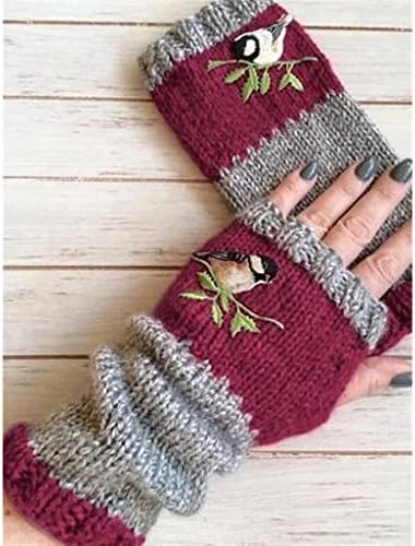 Embroidered Flower Fingerless Gloves for Women