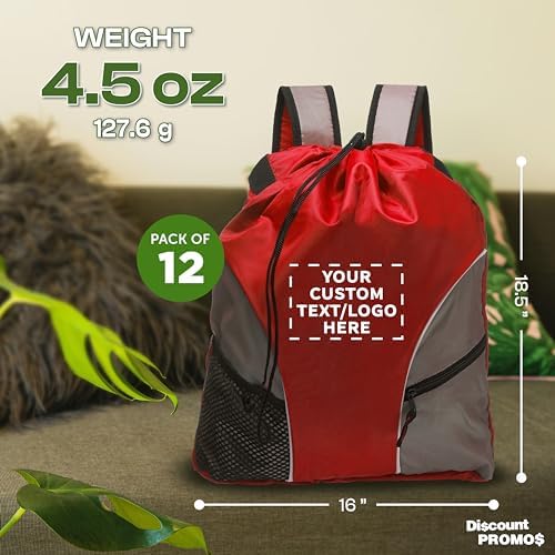 Discount Promos Custom Drawstring Backpack Set of 12