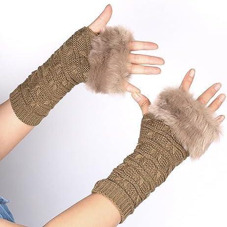 Winter Fingerless Gloves for Women Knit Arm Warmers
