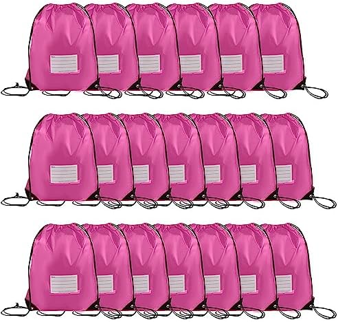 20 Pcs Pink Drawstring Bags With Cards