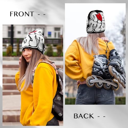 Y2K Beanie Wool Acrylic Knit Hat for Men Women