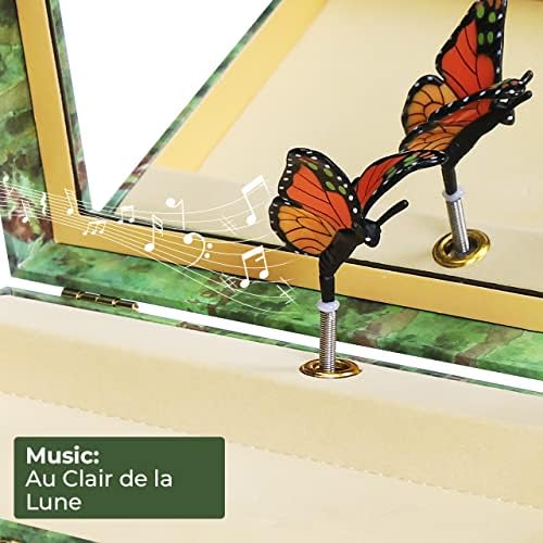 Musical Butterfly Jewelry Box with 3 Pullout Drawers