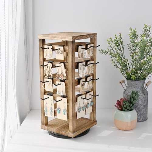 Ikee Design Wood Rotating Earring Display Stand