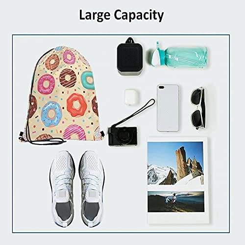 Beabes Colorful Doughnut Drawstring Gym Backpack for Men Women