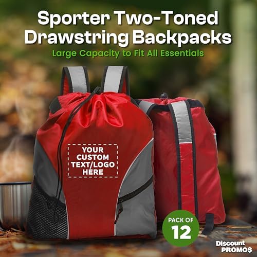 Discount Promos Custom Drawstring Backpack Set of 12