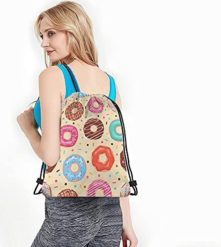 Beabes Colorful Doughnut Drawstring Gym Backpack for Men Women